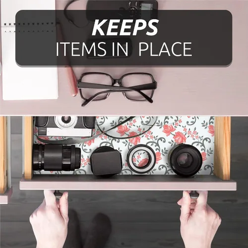 Miniatura 6 de FIFTY FEET Revestimiento de estante de 12 x 120 pulgadas para armarios de cocina, revestimiento de cajón de PVC para cómoda antideslizante para Rojo
