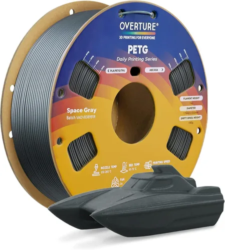 Miniatura 24 de OVERTURE - Filamento PETG de 1/16 de pulgada (1.75 mm) para impresora 3D y FDM, bien enrollado, duradero, carrete de 4.4 libras, dureza firme