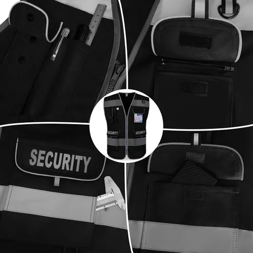 Miniatura 4 de TCCFCCT Chaleco de seguridad reflectante de alta visibilidad con 9 bolsillos para hombres y mujeres, chaleco de seguridad duradero con costuras