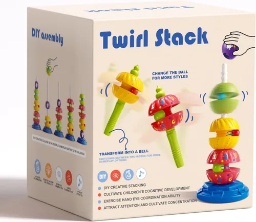 Miniatura 5 de Juguete giratorio apilable para bebé, juguete para autismo, aprendizaje sensorial, apilador en espiral, juguete Montessori para bebés, niñas, niños