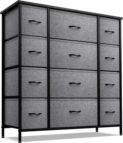 Miniatura 8 de Sorbus Cómoda con 6 cajones de tela, mueble de dormitorio, mueble de almacenamiento, torre para dormitorio, pasillo, armario, organización de Negro