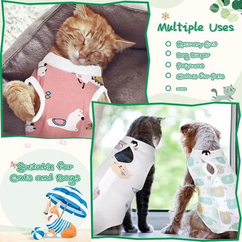 Miniatura 2 de Nuanchu 3 Piezas de Traje de Recuperación para Gatos y Gatitos, Traje de Recuperación para Conejos, Alternativa a Collar Electrónico para Gatos