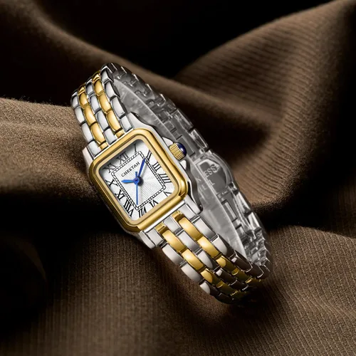 Miniatura 4 de CHEETAH Relojes de oro para mujer con pulsera vintage pequeña, esfera romana rectangular