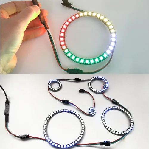 Miniatura 5 de 2 unids 35Bits WS2812 5050 RGB LED anillo lámpara luz etapa luz con controlador de anillo RGB a todo color integrado para Arduino Raspberry Pi ESP32