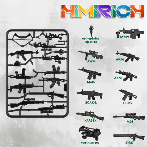 Miniatura 2 de 38 Piezas Paquete de Armas Militares de la Segunda Guerra Mundial, Accesorios de Armas Estilo Soldado, Juegos de Armas del Ejército Juguetes