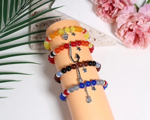 Miniatura 6 de QqzsJewls Pulseras inspiradas en FNAF, regalos de disfraz para fanáticos del juego Fnaf, pulseras de piedra con cuentas para niños y niñas, regalos