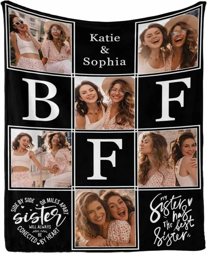 Miniatura 18 de Regalos de cumpleaños para mujeres, manta de amistad personalizada con tus fotos, manta personalizada con mis propias imágenes para hermanas