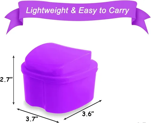 Miniatura 2 de Estuche de protección bucal dental, 1 unidad, limpieza de caja de baño con cepillo, cesta coladora y tapa impermeable, color morado Blanco