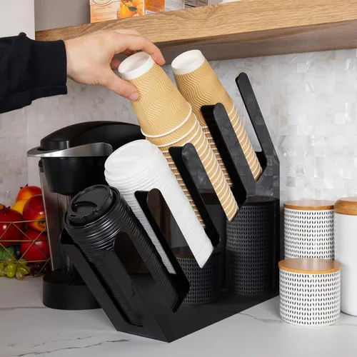 Miniatura 6 de Mind Reader - Dispensador de tazas y tapas, organizador de encimera, barra de café, taza de bebidas, cocina, sala de descanso, 10.2 cm de largo x