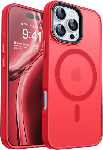 Miniatura 11 de CANSHN Funda magnética para iPhone 15 [compatible con MagSafe y probada contra caídas de grado MIL], funda delgada translúcida mate, antiarañazos, a