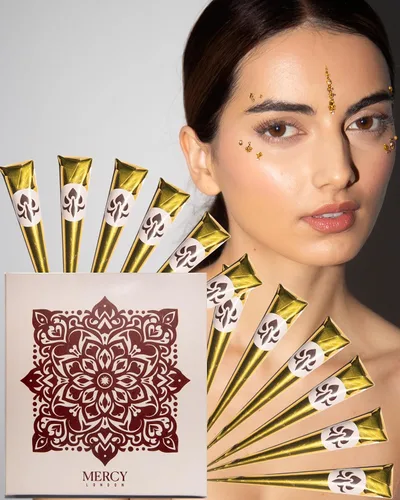 Miniatura 7 de Conos de henna de MERCY LONDON. 1 cono, listo para usar. Tinte natural prémium para el cabello Mendhi para un color rico y vibrante. Mehandi indio