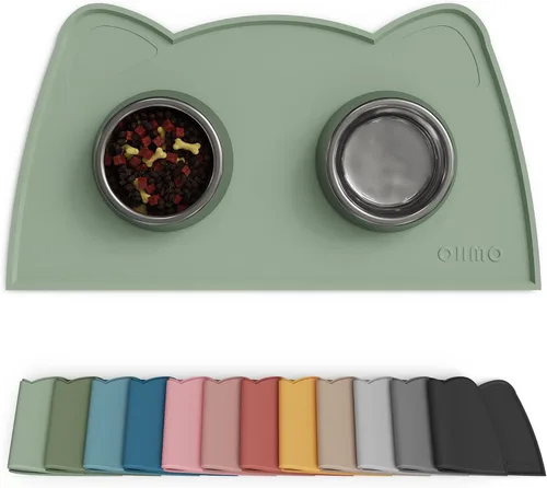 Miniatura 20 de OHMO - Tapete de silicona para comida para gatos, tapete de alimentación de mascotas para el piso, antideslizante e impermeable, bandeja para agua