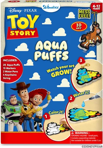 Miniatura 10 de Skillmatics Aqua Puffs - Kit de arte 3D, animales, pintura sin desorden por números, manualidades para niños, actividades de color de bricolaje