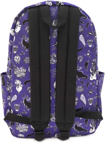 Miniatura 3 de Loungefly x Mochila de nailon con estampado de iconos de villanos de Disney, PúrpuraNegroBlanco, Computadora portátil
