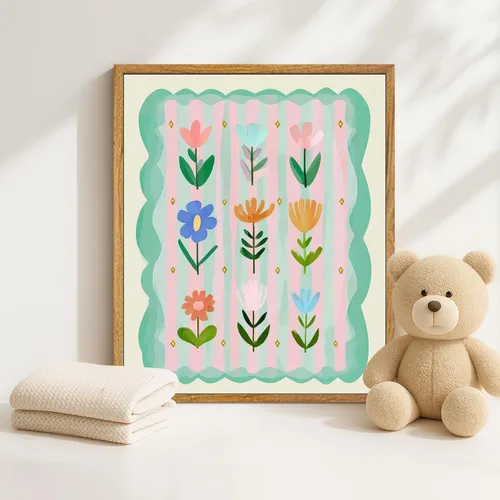 Miniatura 2 de AtterrirArt Bonito arte de pared enmarcado para guardería, 8 x 10 pulgadas, decoración de pared floral caprichosa, póster de impresiones en lienzo