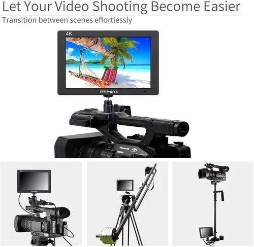 Miniatura 5 de FEELWORLD FW703 7 pulgadas 1920x1200 IPS Full HD DSLR en cámara Monitor de campo 3G SDI 4K HDMI entrada salida asistencia de video enfoque pico