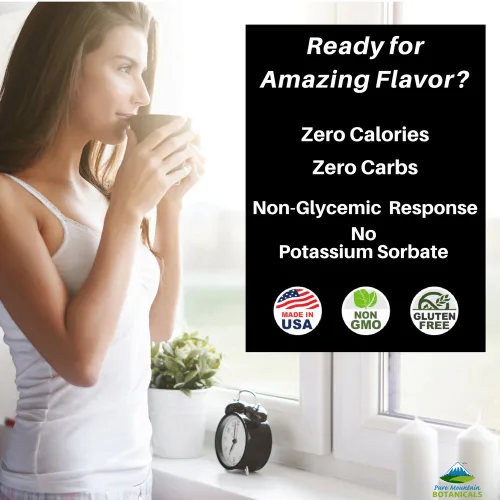 Miniatura 2 de Pure Mountain Botanicals Gotas de Stevia líquidas, edulcorante natural, concentrado sin azúcar, sustituto apto para diabéticos, ideal para dieta