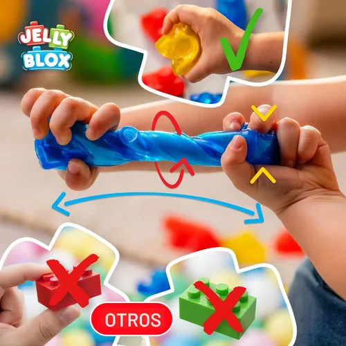 Miniatura 6 de Goliath Jelly Blox Stash 'N Stack Estuche de Almacenamiento 2 en 1 Bloques de Construcción para Niños Pequeños y Preescolares que Pueden Apretar