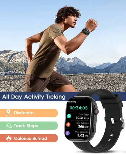 Miniatura 7 de PJYUBVOR Reloj Inteligente para Hombres y Mujeres (Contestar/Hacer Llamadas), Rastreador de Fitness de 2.0" con Más de 100 Modos Deportivos, Monitor