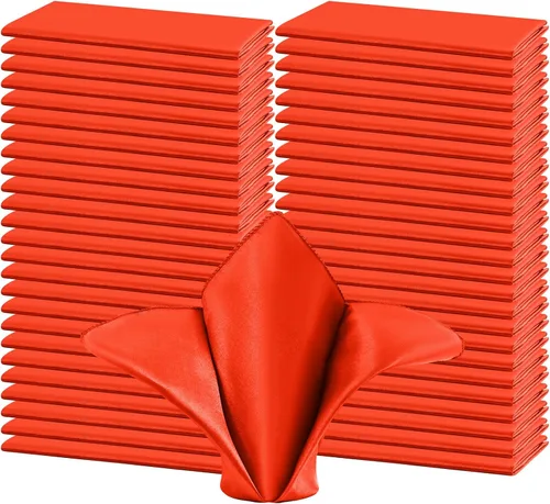 Miniatura 12 de 50 servilletas de tela de satén color burdeos, servilletas cuadradas de 20 x 20 pulgadas, servilletas de mesa de tela suave y lisa, servilletas