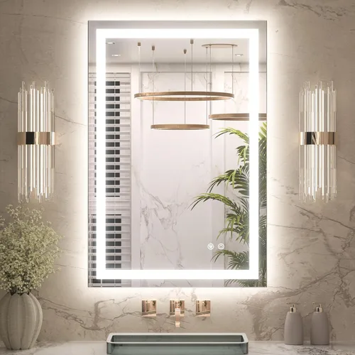 Miniatura 28 de Keonjinn - Espejo de baño LED de 24x32 pulgadas con luz, iluminación frontal y trasera, espejos iluminados para la pared del baño con luces