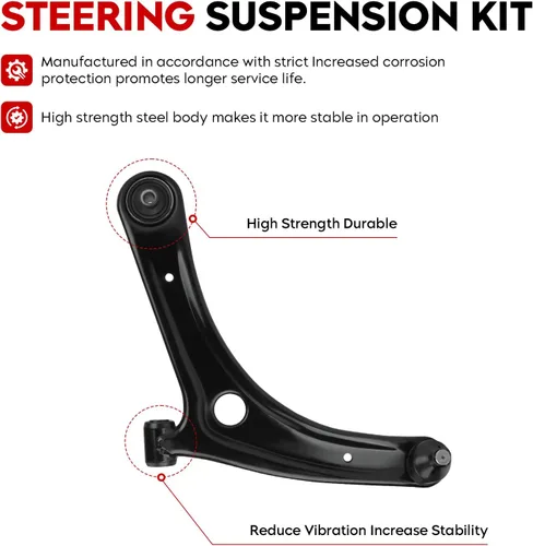 Miniatura 2 de Kit de suspensión de brazo de control delantero inferior compatible con Dodge Caliber 2009-2012 2007-2017 Jeep Compass Patriot con rótula, barras