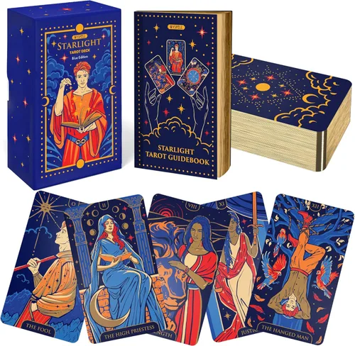 Wyspell Cartas de Tarot: Mazo de Tarot Starlight con Libro Guía - Mazo de Cartas de Tarot Único para Principiantes - Cartas Modernas de Adivinación