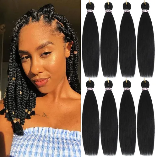 Miniatura 14 de Liang Dian Cabello para hacer trenzas, Cabello estirado para hacer trenzas, 12 pulgadas, 8 paquetes, color ombre púrpura, para sellar en agua