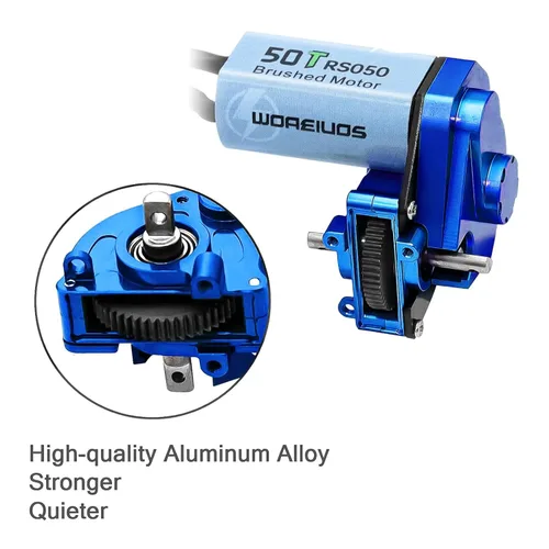 Miniatura 3 de Motor RC 050 50T Motor cepillado con caja de cambios de transmisión de aleación de aluminio para Axial SCX24 AXI00002 AXI00001 AXI90081 AXI00006 Azul