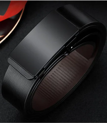 Miniatura 9 de Oyifan Cinturón negro para hombre, cinturón de diseñador de vestido de cuero genuino para hombres, moda Slide Ratchet Click Casual Mens Belt