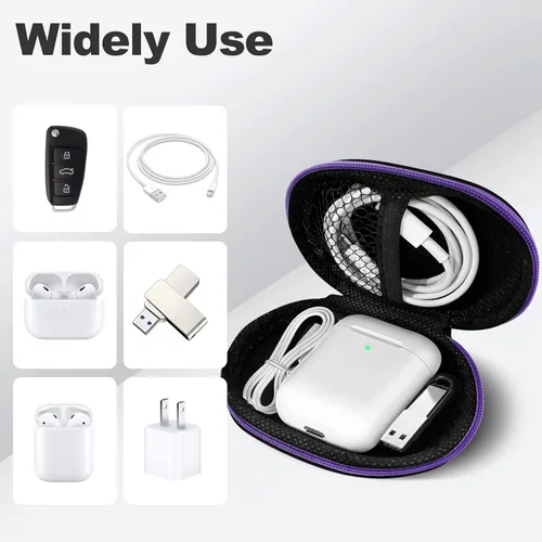 Miniatura 3 de Paquete de 2 Estuches Ovalados para Auriculares Portátil Estuche de Transporte EVA Bolsa de Almacenamiento Organizador de Accesorios para Teléfono