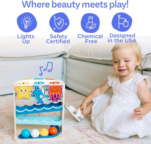 Miniatura 5 de Move2Play, Wooden Ocean Friends Más de 30 canciones y frases de Fin-Tastic Juguete musical para bebés y niños pequeños Regalo de primer
