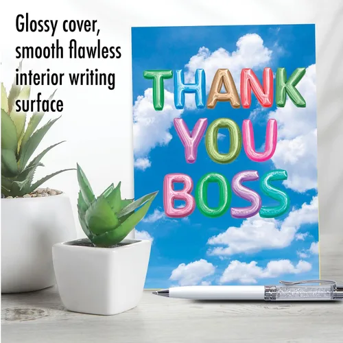 Miniatura 3 de The Best Card Company Boss Thank You - Tarjeta de felicitación con sobre de 5 x 7 pulgadas, 1 tarjeta, (no 3D o elevado) mensajes inflados