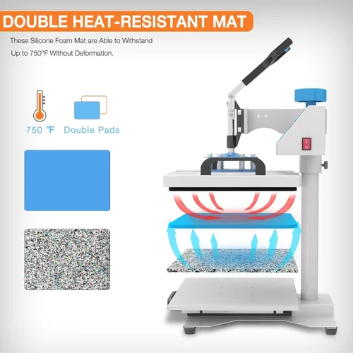 Miniatura 7 de HORGELU Máquina de prensa de calor 5 en 1, máquina de transferencia de calor de 12 x 15 pulgadas, oscilación de 360 grados, multifunción