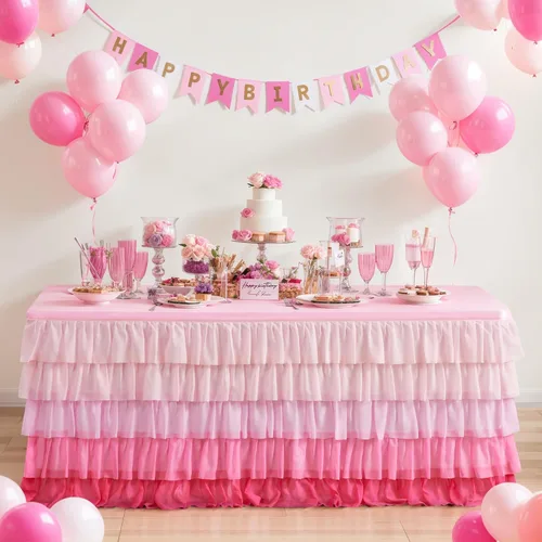 Miniatura 11 de Falda de mesa azul tutú mantel para fiesta bajo el mar decoraciones de Frozen revelación de género cumpleaños elefante baby shower 1.8m (6 pies)