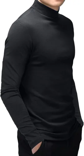 Miniatura 2 de Camiseta de manga corta para hombre, básica, cuello alto, ajustada, sin botones, térmica, sólida