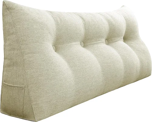 Miniatura 42 de Almohada de cuña gruesa de 14 libras tamaño King para cabecero, posicionador de cuerpo, almohada de lectura triangular para sentarse en la cama
