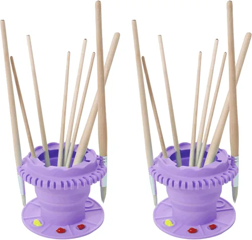 Miniatura 12 de SESENSE Limpiador de pinceles de pintura – Limpiador de pinceles de silicona plegable con paleta y soporte de almacenamiento de 40 pinceles