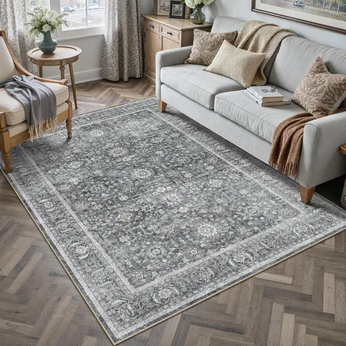 Miniatura 110 de PureCozy Alfombra de área beige de 2 x 3 pulgadas, lavable, vintage, pequeña, para entrada, cocina, suave, retro, floral, de pelo bajo, tapete