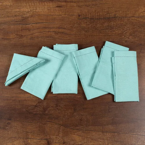 Miniatura 5 de Servilletas de tela de algodón con dobladillo de 18 x 18 pulgadas, color aguamarina con vainica, servilletas de boda, servilletas de cóctel