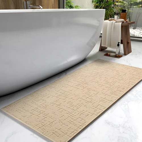 Miniatura 13 de AMOAMI - Tapete de baño - Tapetes de piso de baño absorbentes de secado rápido - Tapetes de baño lavables con respaldo de goma para alfombras