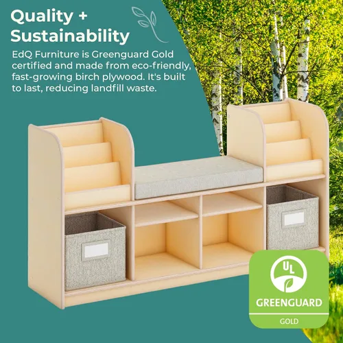 Miniatura 6 de Guidecraft EdQ - Rincón de lectura - Natural: estantería multiusos de madera y organizador de juguetes; muebles de madera contrachapada de abedul