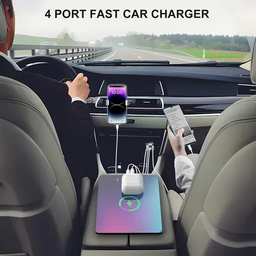 Miniatura 3 de Actualizado Cargador de 4 Puertos 12V USB de Aluminio, 78W Dual PD y QC Múltiples Puertos USB para Coche, Enchufe de 12 Voltios de Reemplazo
