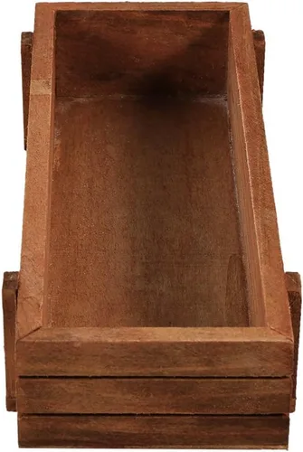 Miniatura 4 de JTLB Caja de almacenamiento rectangular de madera para interiores y exteriores, diseño de flores suculentas