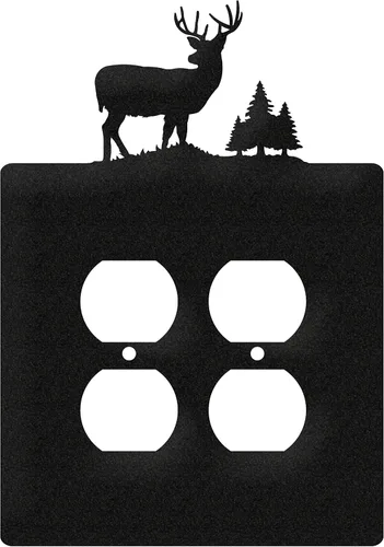 Miniatura 4 de SWEN Products Deer Wildlife - Cubierta para placa de pared (interruptor doble, negro)