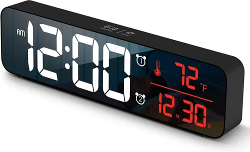 Miniatura 12 de Reloj digital de pantalla grande, reloj despertador para sala de estar, oficina, decoración de dormitorio, LED eléctrico con cable, pantalla