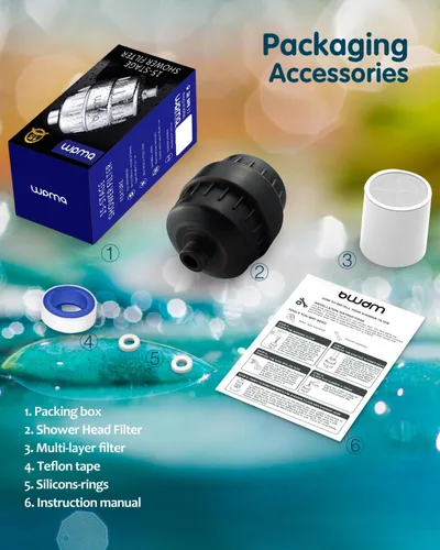 Miniatura 6 de Filtro de ducha, filtro para agua dura, filtro de cabezal de ducha de 15 etapas, cartucho que elimina cloro, metales pesados y otros sedimentos