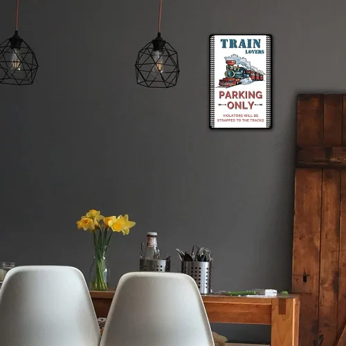 Miniatura 6 de Letrero de tren de metal para decoración de pared de tren para habitación de niños, trenes, regalos para hombres y adultos, amantes de los trenes