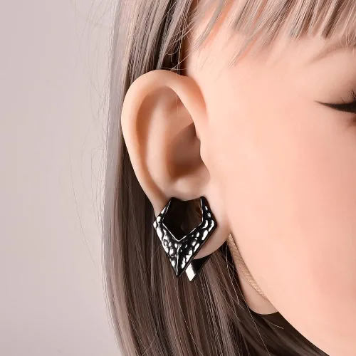 Miniatura 2 de Maxbott 1 par de tapones triangulares de acero inoxidable para orejas, túneles, aretes, dilatadores para expansor de orejas, joyería de piercing