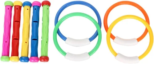 GALPADA Anillos y palos de buceo para el hogar para entrenamiento submarino resistente al desgaste, juegos de piscina, ligeros y seguros para